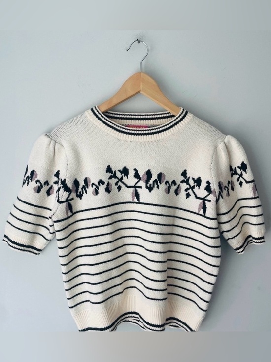 THML Sweaters - THML Anthropologie Ivory and Black Floral Sweater